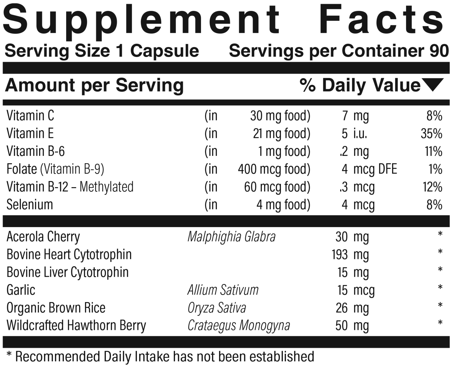 Cardio-Power Supplement Facts